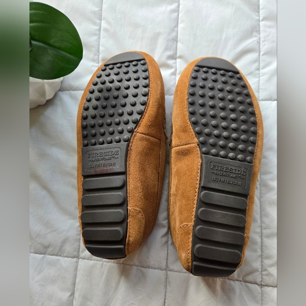 Fireside By Dearfoams Women's Mel Genuine Shearling Moccasin Slipper Size 7 - Picture 4 of 5